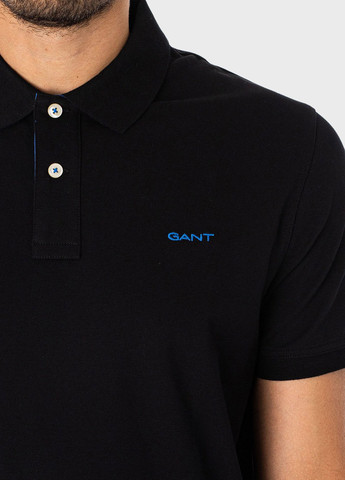 Черная футболка-поло для мужчин Gant с логотипом