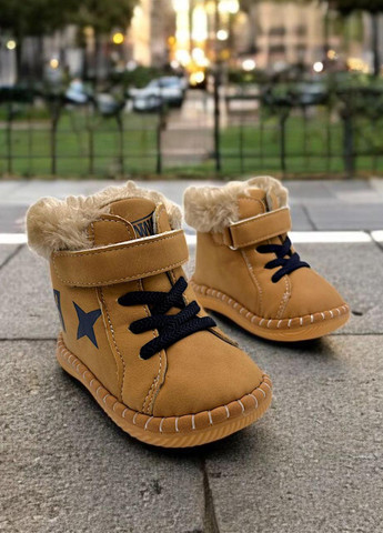 Коричневые пинетки Apawwa с мехом, с логотипом, со шнуровкой