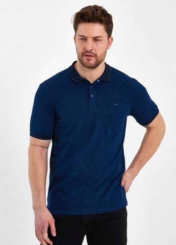 Темно-синяя футболка-поло для мужчин Trend Collection с абстрактным узором