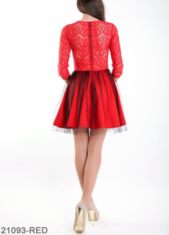 Красное кэжуал женское платье bella красный Podium однотонное