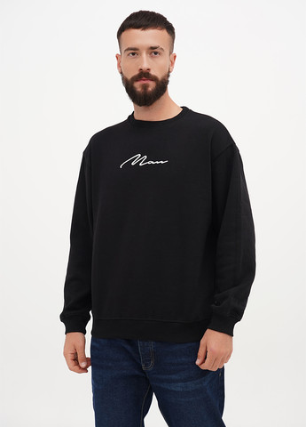 Черный свитшот Boohoo однотонный вышивка (305832562)