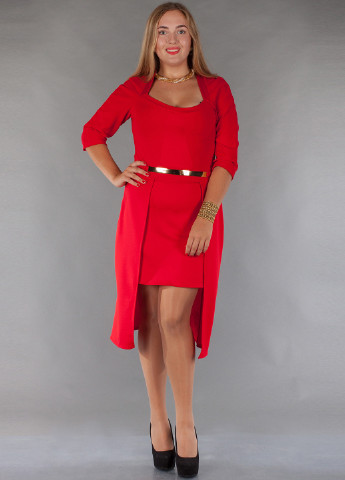 Красное коктейльное платье Alpama однотонное