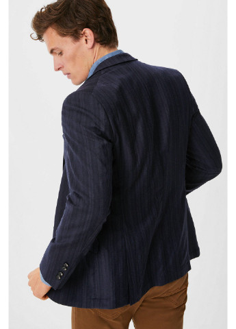 Пиджак C&A полоска тёмно-синий деловой шерсть