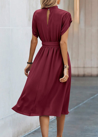 Бордовое кэжуал платье а-силуэт SHEIN однотонное