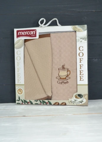 Набір кухонних рушників Coffee, 40х60 + 30d см Mercan малюнок кавовий