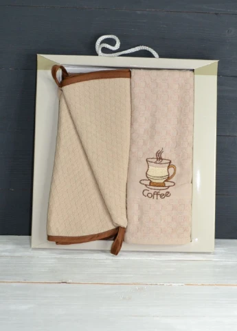 Набір кухонних рушників Coffee, 40х60 + 30d см Mercan малюнок кавовий