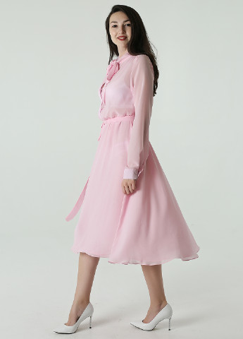 Розовое деловое платье клеш Matkovska Design однотонное