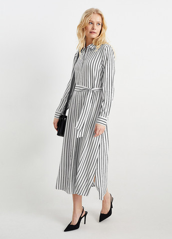 Білий кежуал сукня сукня-сорочка C&A в смужку