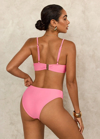 Розовый летний купальник (лиф, трусики) балконет, раздельный SHEIN