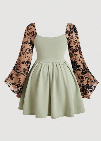 М'ятна кежуал сукня кльош SHEIN однотонна