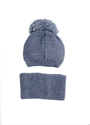 Сіро-синій демісезонний комплект (шапка, шарф-снуд) Mari-Knit