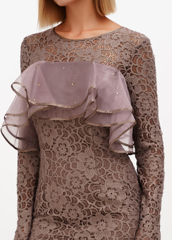 Сіро-коричнева кежуал, святковий сукня силуетна Sassofono однотонна