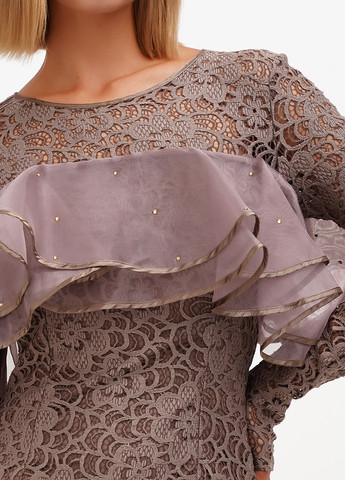 Сіро-коричнева кежуал, святковий сукня силуетна Sassofono однотонна