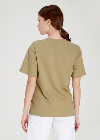 Оливкова літня футболка oversize айворі 1005-22 Papaya