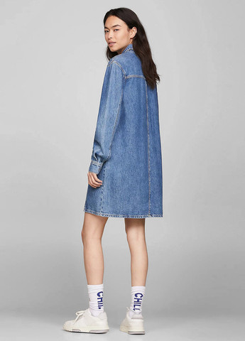 Світло-синя кежуал, джинсова сукня сукня-сорочка Tommy Jeans однотонна