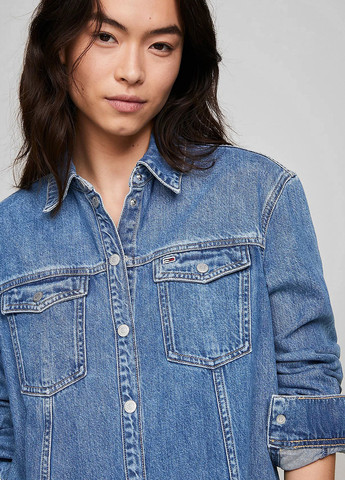 Світло-синя кежуал, джинсова сукня сукня-сорочка Tommy Jeans однотонна