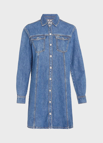 Світло-синя кежуал, джинсова сукня сукня-сорочка Tommy Jeans однотонна