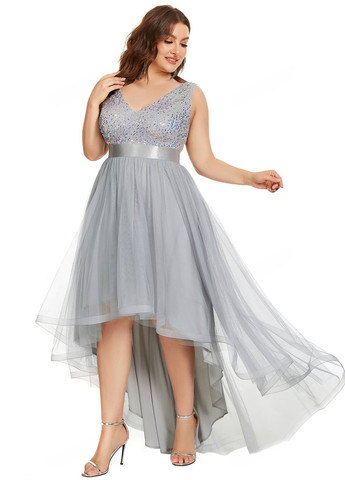 Світло-сіра святковий, коктейльна, вечірня сукня з пишною спідницею, з відкритою спиною SHEIN однотонна