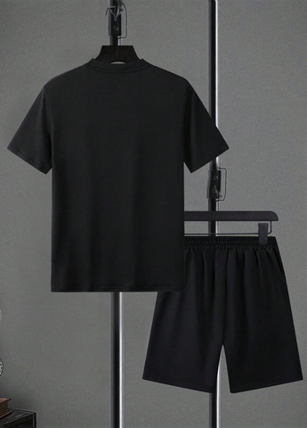 Чорний літній костюм (футболка, шорти) з шортами SHEIN