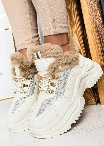 Зимние ботинки Collection Paris с белой подошвой из искусственной кожи