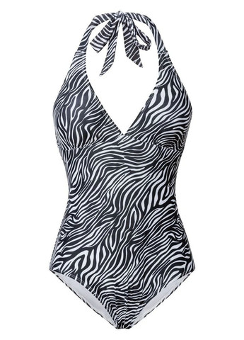 Чорно-білий літній купальник суцільний, халтер Esmara