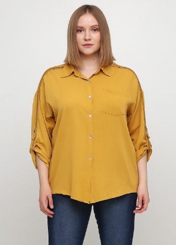 Желтая кэжуал рубашка однотонная New Collection