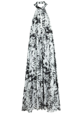 Серое кэжуал платье а-силуэт H&M с рисунком