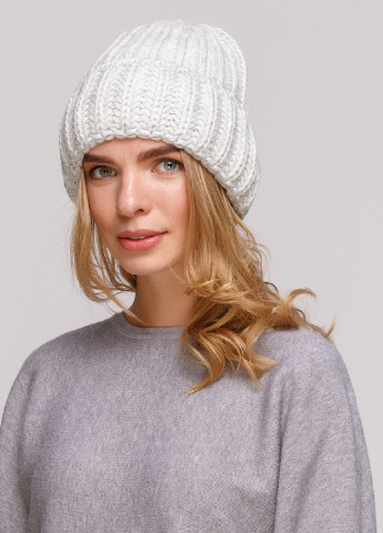 Теплая зимняя шерстяная женская шапка с отворотом на флисовой подкладке 550006 DeMari софа (237864237)