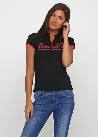 Черная женская футболка-поло EMT с надписью