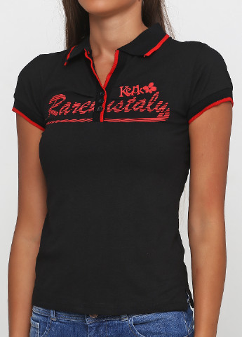 Черная женская футболка-поло EMT с надписью