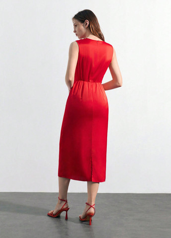 Червона кежуал сукня футляр SHEIN однотонна