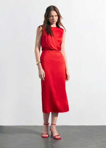 Червона кежуал сукня футляр SHEIN однотонна