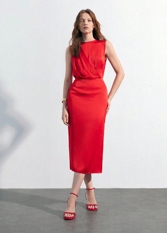 Червона кежуал сукня футляр SHEIN однотонна