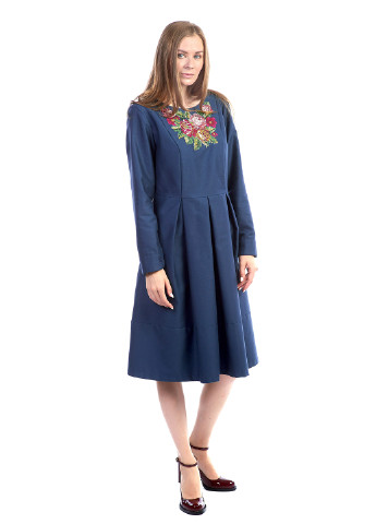 Синя кежуал плаття, сукня міді Edelvika з квітковим принтом
