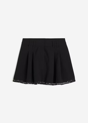 Черная кэжуал в горошек юбка H&M а-силуэта (трапеция)