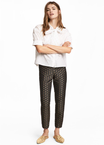 Комбинированные кэжуал демисезонные зауженные брюки H&M