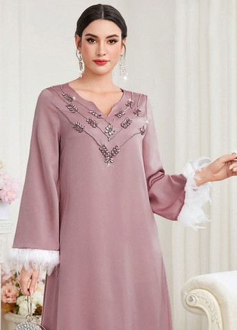 Рожево-коричнева коктейльна сукня а-силует SHEIN однотонна