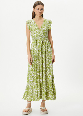 Оливковое кэжуал платье KOTON с цветочным принтом