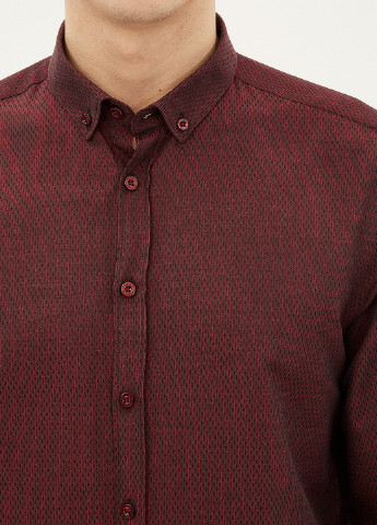 Бордовая кэжуал рубашка с геометрическим узором KOTON