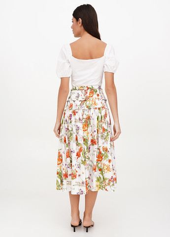 Молочная кэжуал цветочной расцветки юбка J.Crew клешированная