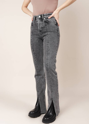 Серые демисезонные джинсы "иллинойс" с разрезами спереди romashka, серый, 40 l 5468 Ромашка