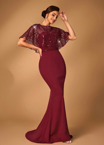 Бордовий літній комплект (сукня, накидка) SHEIN