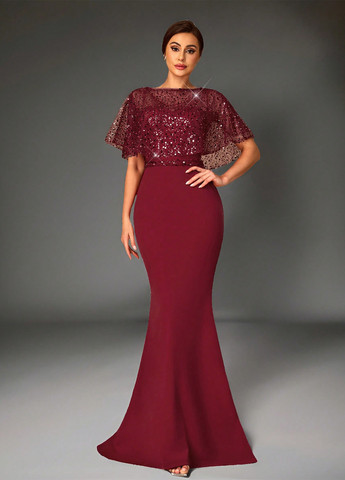 Бордовий літній комплект (сукня, накидка) SHEIN