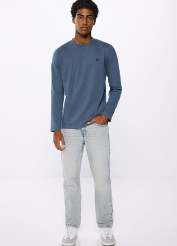 Бирюзовый демисезонный кэжуал лонгслив Springfield однотонный