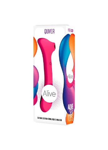 Вібратор та вакуумний кліторальний стимулятор 2-в-1 Quiver Magenta Pink оновлена модель Alive (254785223)