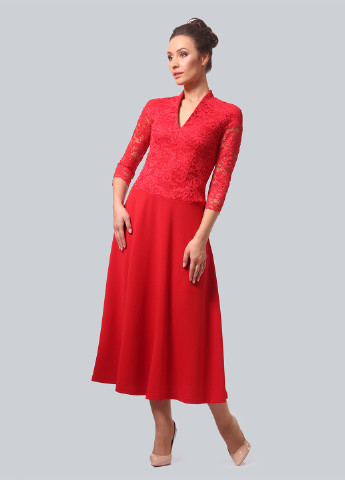 Красное кэжуал платье клеш Alika Kruss однотонное