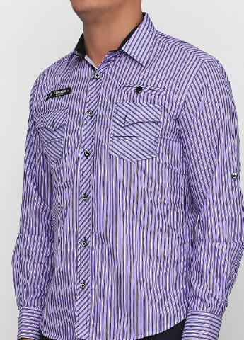 Фиолетовая кэжуал рубашка в полоску Fekoos с длинным рукавом