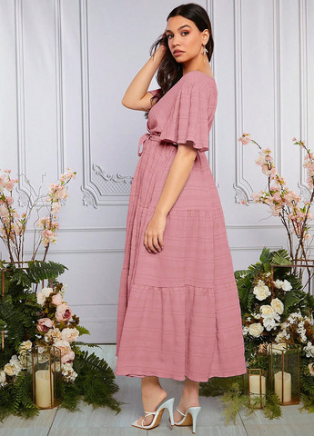 Світло-рожева кежуал сукня для вагітних на запах SHEIN однотонна