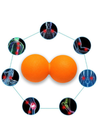 Массажный мячик двойной TPR 6,2х12,5 см оранжевый (мяч для массажа спины, миофасциального релиза и самомассажа) EasyFit (243205388)