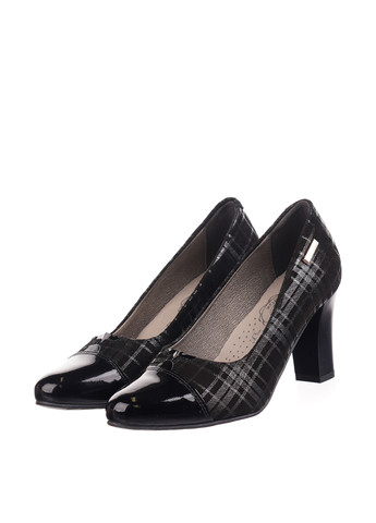 Черные женские кэжуал туфли лаковые на высоком каблуке украинские - фото